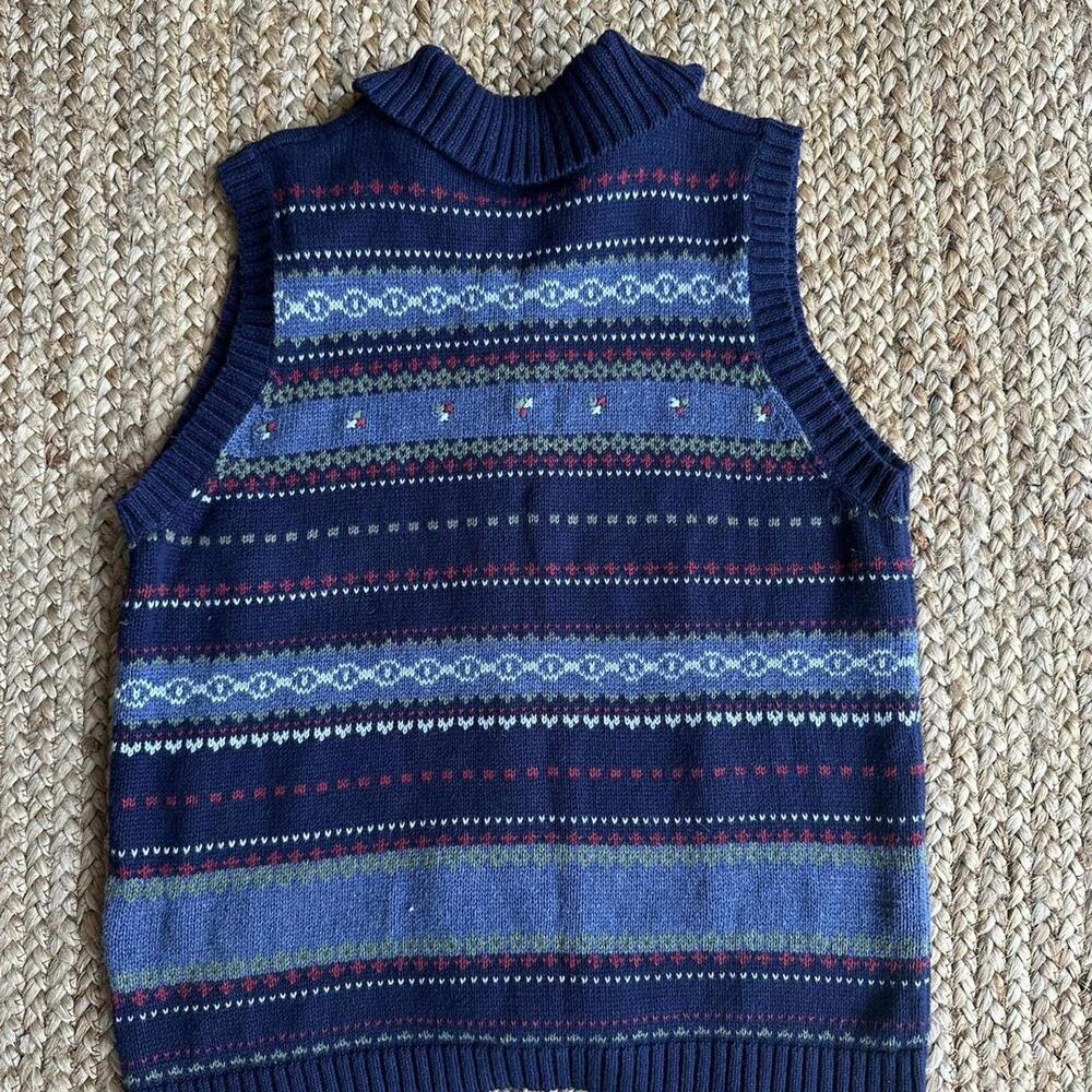 Cottagecore grandma granola blue vintage sweater vest with zipper - Picture 3 of 3